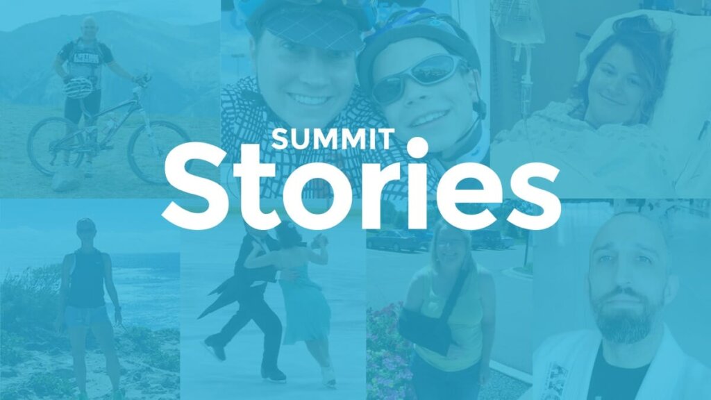 Graphical text: Summit Stories, overlaying a collage of patient-submitted images