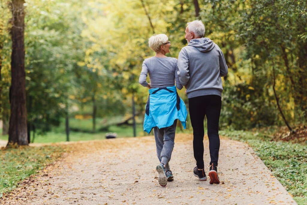 A couple walking together talking about surgery options